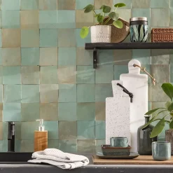 Carrelage Zellige Marocain Bleu Maldives 10x10 cm (vendu par 1 m²) --Ro'Ma Nature Hot