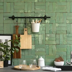 Carrelage Zellige Marocain Vert d'eau 5x15 cm (vendu par 1 m²) --Ro'Ma Nature Online