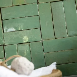 Carrelage Zellige Marocain Vert d'eau 5x15 cm (vendu par 1 m²) --Ro'Ma Nature Online
