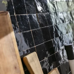 Ro'Ma Nature Carrelage Zellige Marocain Noir Intense 5x5 cm (vendu par plaque de 30x30 cm soit 0,09 m²) -