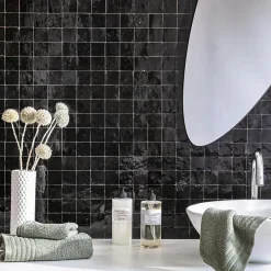 Ro'Ma Nature Carrelage Zellige Marocain Noir Intense 5x5 cm (vendu par plaque de 30x30 cm soit 0,09 m²) -