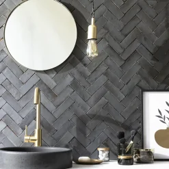 Ro'Ma Nature Carrelage Zellige Marocain Noir Carbone 5x15 cm (vendu par 1 m²) -