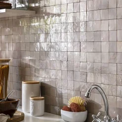 Ro'Ma Nature Carrelage Zellige Marocain Gris de lin 5x5 cm (vendu par plaque de 30x30 cm soit 0,09 m²) -