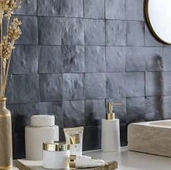 Ro'Ma Nature Carrelage Zellige Marocain Noir Métal 10x10 cm (vendu par 1 m²) -