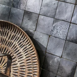 Carrelage Zellige Marocain Noir Métal 5x5 cm (vendu par plaque de 30x30 cm soit 0,09 m²) --Ro'Ma Nature Discount