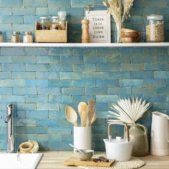 Carrelage Zellige Marocain Bleu Lazuli 5x15 cm (vendu par 1 m²) --Ro'Ma Nature