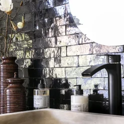 Carrelage Zellige Marocain Noir Intense 5x15 cm (vendu par 1 m²) --Ro'Ma Nature Discount