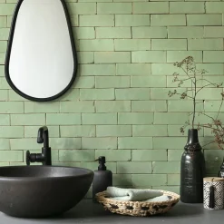 Carrelage Zellige Marocain Vert Amande 5x15 cm (vendu par 1 m²) --Ro'Ma Nature Sale