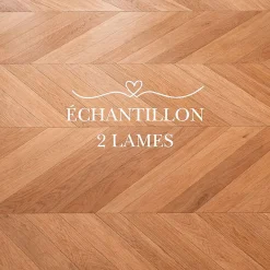 Dileci ÉCHANTILLON - Parquet massif chêne français, Point de Hongrie , Chevron taille 600x120x15 mm, Teinte bois naturel -