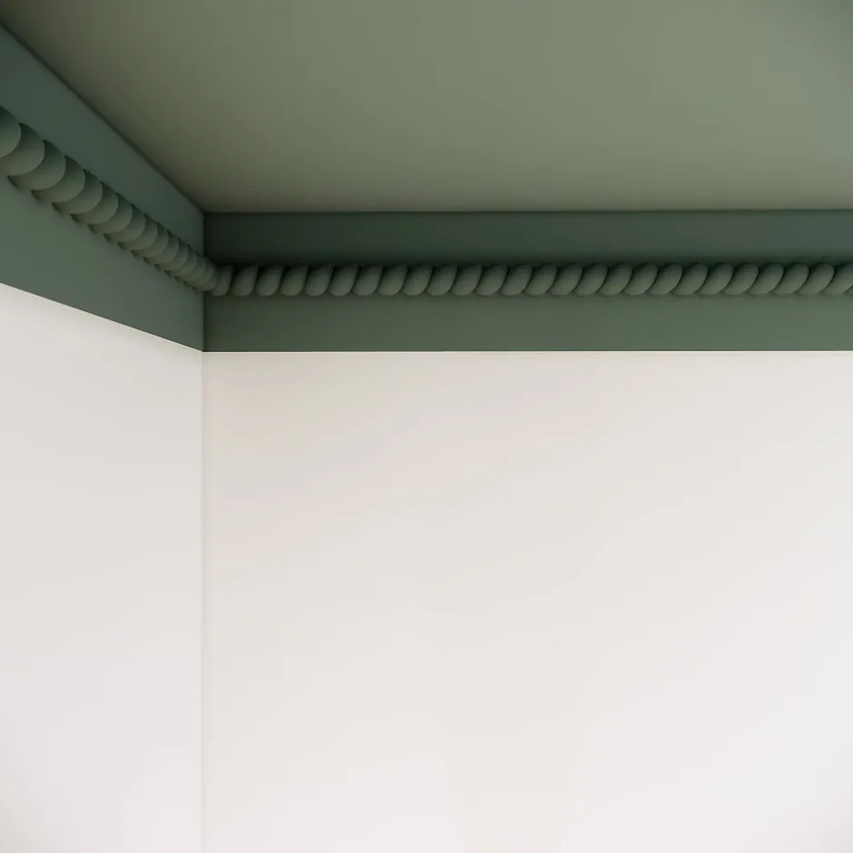 Decoparisienne Échantillon de moulure torsade brut décorative - L20 x 4,5 cm - Bois de hêtre massif - Style Parisien - A peindre