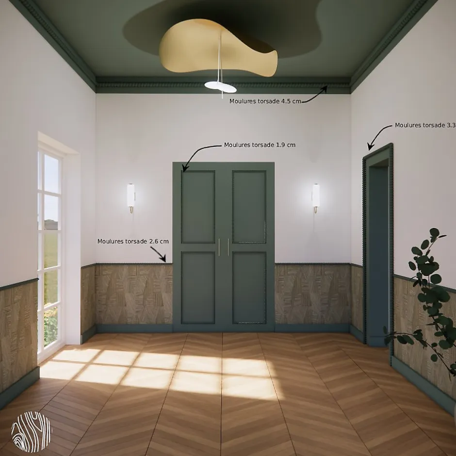 Échantillon de moulure torsade brut décorative - L20 x 2,6 cm - Bois de hêtre massif - Style Parisien - A peindre-Decoparisienne Discount