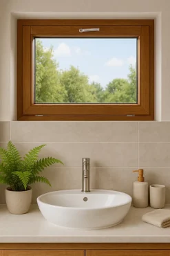 Chassis Abattant En Bois H45 X L100 Côte Tableau, Poignee (ref 010220f9)-Gd Menuiseries Discount