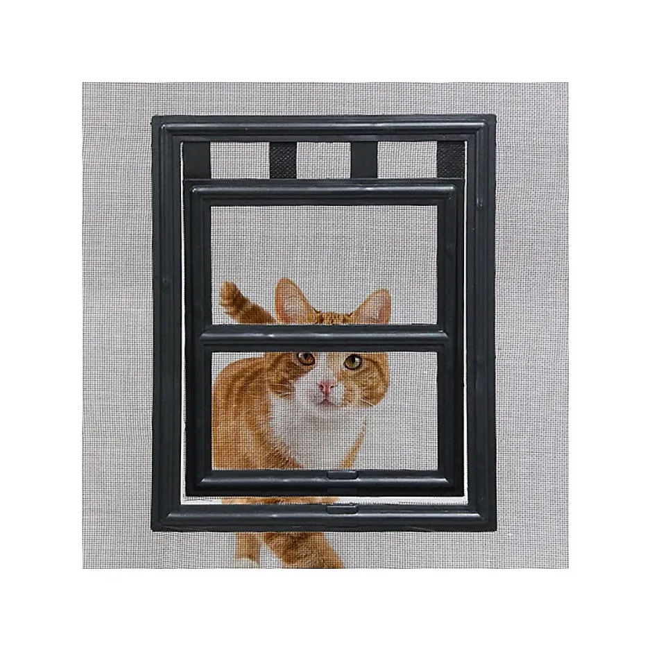 Volet-Moustiquaire Chatière de moustiquaire de Porte ou Baie Vitrée H25 cm x L20 cm Noir