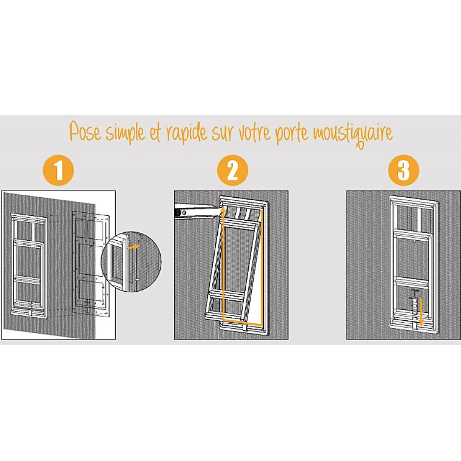 Volet-Moustiquaire Chatière de moustiquaire de Porte ou Baie Vitrée H25 cm x L20 cm Noir