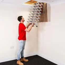 Échelle de grenier accordéon aluminium 3.05m, Design compact, Marches antidérapantes, Charge max. 150 kg, BPS Depot-BPS Access Solutions Hot