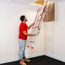 Échelle de grenier coulissante aluminium 2 sections avec main courante, Charge max. 150 kg, EN14975, BPS Depot-BPS Access Solutions