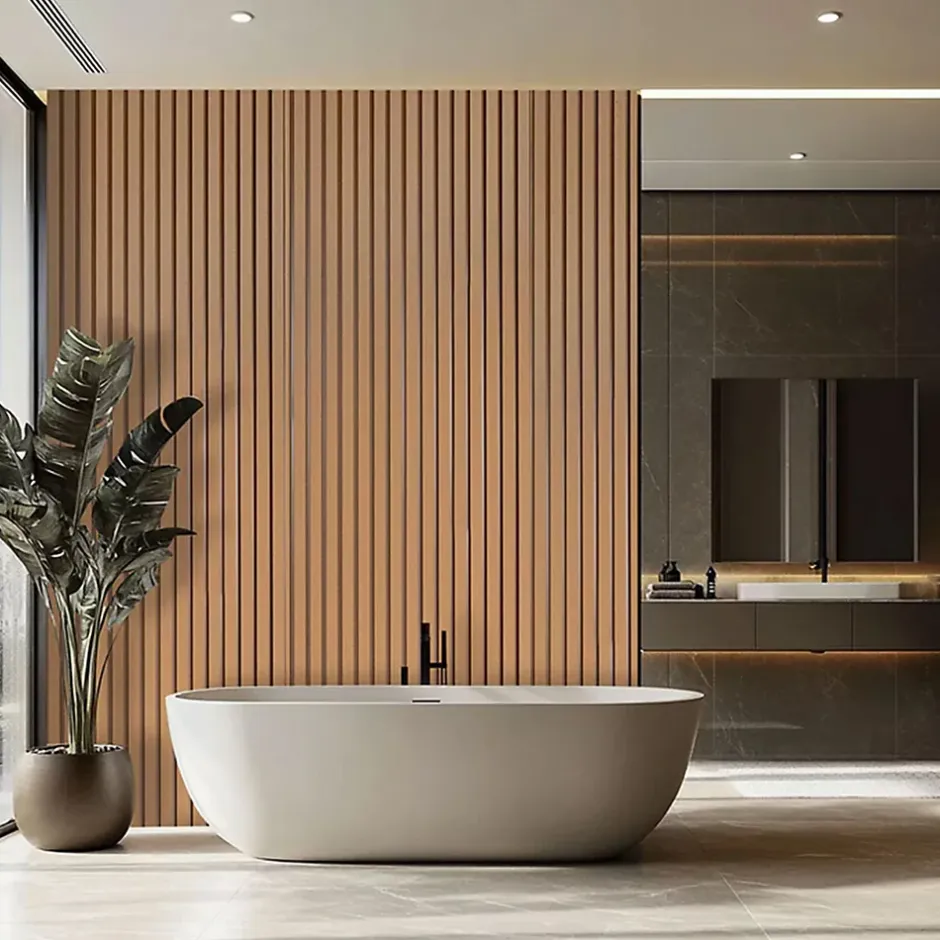 Chopin - Lot de 6 Panneaux Acoustiques Décoratifs 235x18 cm pour Intérieur et Extérieur en WPC Oak-Frankystar