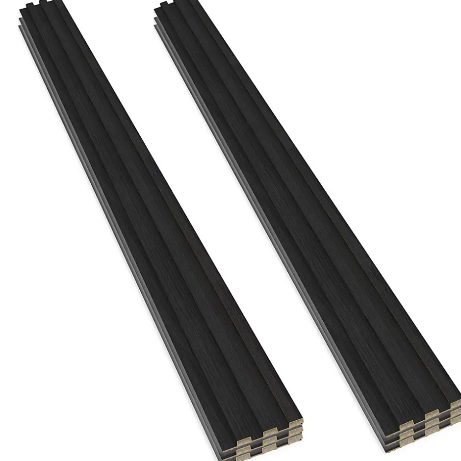 Chopin - Lot de 6 Panneaux Acoustiques Décoratifs 235x18 cm pour Intérieur et Extérieur en WPC Noir-Frankystar New