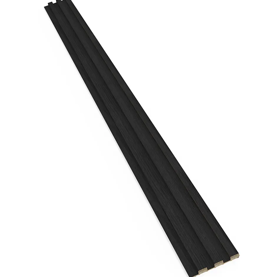 Chopin - Lot de 6 Panneaux Acoustiques Décoratifs 235x18 cm pour Intérieur et Extérieur en WPC Noir-Frankystar New