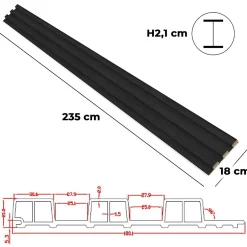 Chopin - Lot de 6 Panneaux Acoustiques Décoratifs 235x18 cm pour Intérieur et Extérieur en WPC Noir-Frankystar New