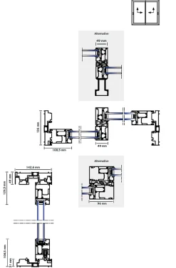 3 in 1 Châssis coulissant en aluminium à soulèvement 2 ventaux SMARTIA S560 (L.:1550mm x H.:2200mm) Blanc RAL 9016