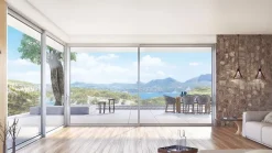 Châssis coulissant en aluminium à soulèvement 4 ventaux SMARTIA S560 (L.:4450mm x H.:2200mm) Gris argent-3 in 1 Hot