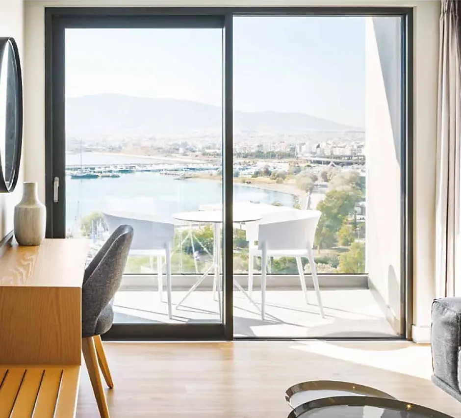 Châssis coulissant en aluminium 4 ventaux SMARTIA 350 (L.:4000mm x H.:2400mm) Gris antracite RAL 7016-3 in 1 Clearance