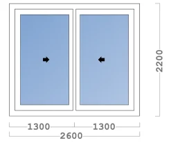3 in 1 Châssis coulissant en aluminium 2 ventaux SMARTIA 350 (L.:2600mm x H.:2200mm) Gris antracite RAL 7016