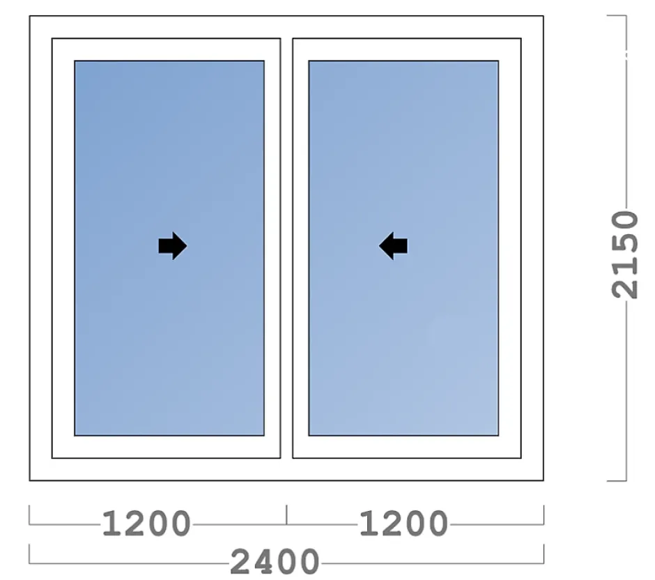 3 in 1 Châssis coulissant en aluminium 2 ventaux DMBG Pro (L.:2400mm x H.:2150mm) Gris antracite RAL 7016