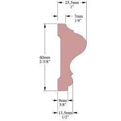 Cimaises Et Plus Cimaise , Moulure M02- 6x2,5x200cm (h x p x L) - moulure décorative polyuréthane