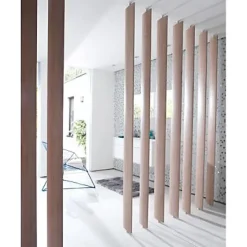 Geom Cloison amovible à lames orientables Ella aspect bois naturel h.252 x l.18 cm
