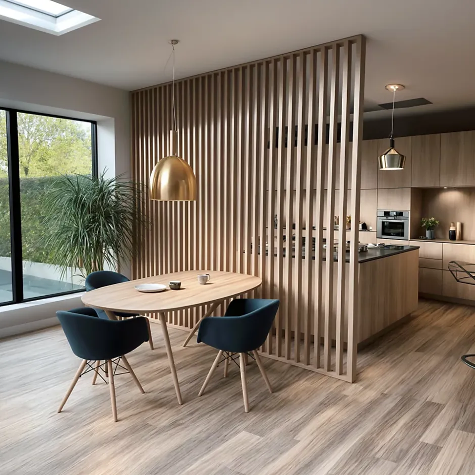 Cloison Amovible Claustra Hetre Ajouré 5 Lames - H 140 x L 60 x P 7 cm - PAR AD LYON-Ad Lyon Groupe Discount