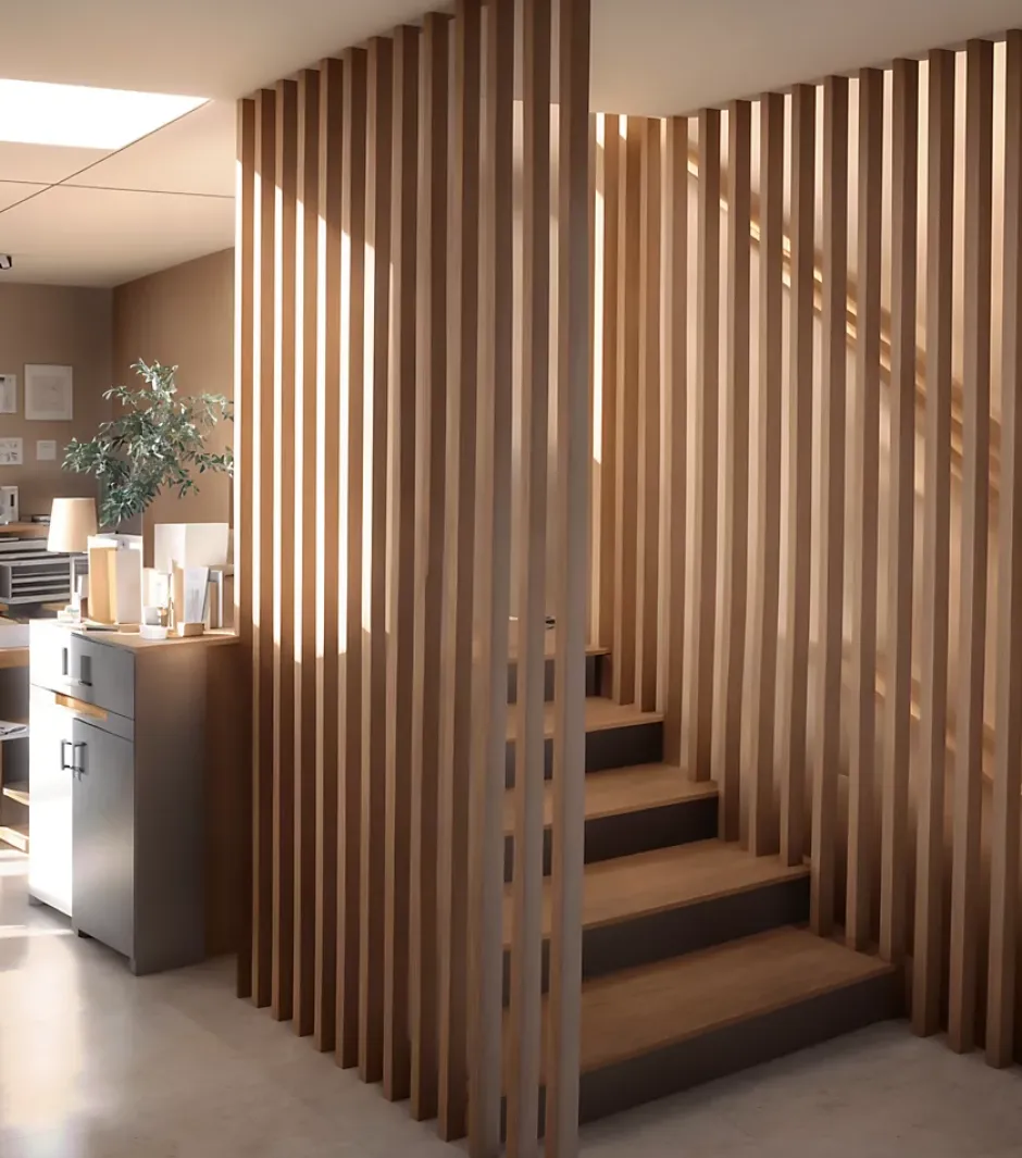 Ad Lyon Groupe Cloison Amovible Claustra Hetre Ajouré 8 Lames - H 260 x L 90 x P 7 cm - PAR AD LYON