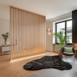 Cloison Amovible en Chêne Clair - Claustra Ajouré 7 Lames pour Séparation de Pièce (H 250 x L 80 cm) - PAR GROUPE-Ad Lyon Online