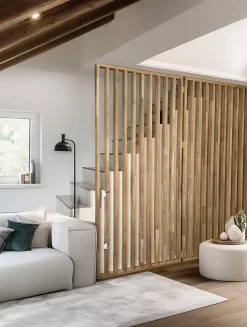 Cloison Amovible en Chêne Clair - Claustra Ajouré 15 Lames pour Séparation de Pièce (H 140 x L 160 cm) - PAR GROUPE-Ad Lyon Sale