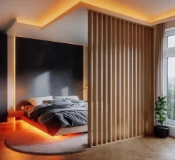 Cloison Amovible en Chêne Clair - Claustra Ajouré 15 Lames pour Séparation de Pièce (H 150 x L 160 cm) - PAR GROUPE-Ad Lyon Outlet