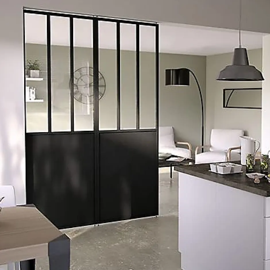 Geom Cloison amovible 3-en-1 esprit atelier Axioma noire H.250 x l.80 cm