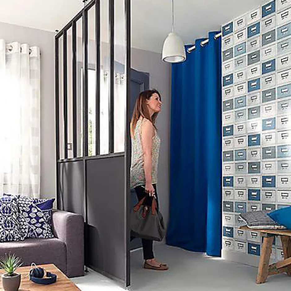 Geom Cloison amovible 3-en-1 esprit atelier Axioma noire H.250 x l.80 cm