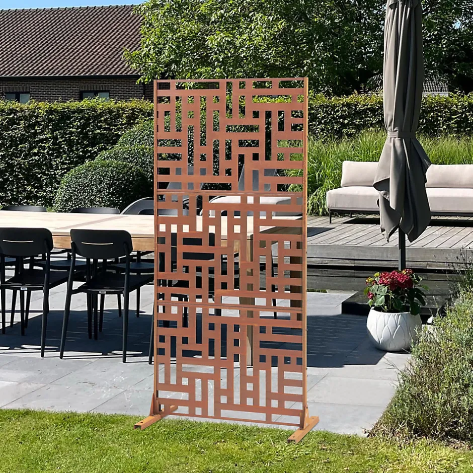 Casa.Pro Cloison de séparation Bernalda pour extérieur et intérieur acier galvanisé 180 x 90 x 40 cm rouille