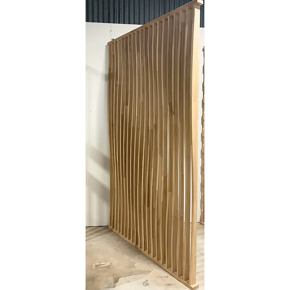 Wood&Sens Cloison de séparation claustra ondulé vague chêne, H.2,54 m x l.80 cm, P.9 cm