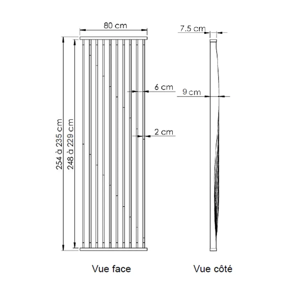 Wood&Sens Cloison de séparation claustra ondulé vague chêne, H.2,54 m x l.80 cm, P.9 cm