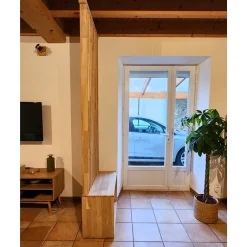 Wood&Sens Cloison de séparation claustra droit meuble chêne, H.2,54 m x l.80 cm, P.35 cm