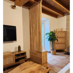 Wood&Sens Cloison de séparation claustra droit meuble chêne, H.2,54 m x l.80 cm, P.35 cm
