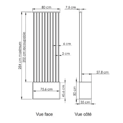 Wood&Sens Cloison de séparation claustra droit meuble chêne, H.2,54 m x l.80 cm, P.35 cm