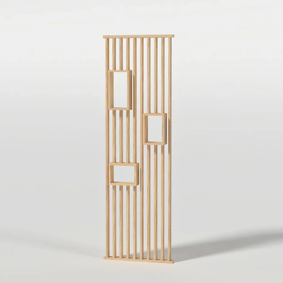 Wood&Sens Cloison de séparation claustra droit étagères chêne, H.2,54 m x l.80 cm, P.7,5 cm