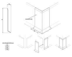 Ilcom Coin extérieur pour plinthe FL Argent poli - 30mm x 80 mm x 0,65 ep.