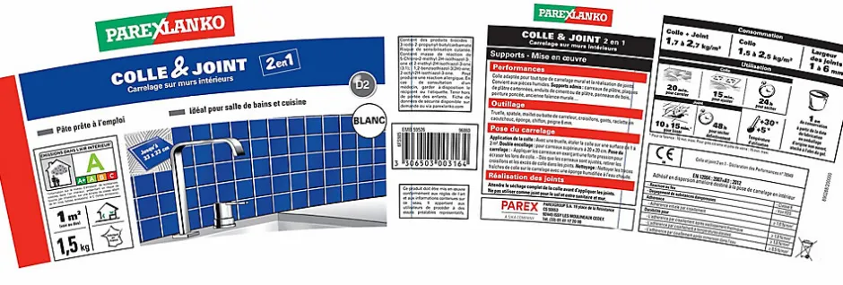 Parexlanko Colle & joint pâte blanc 1,5 kg