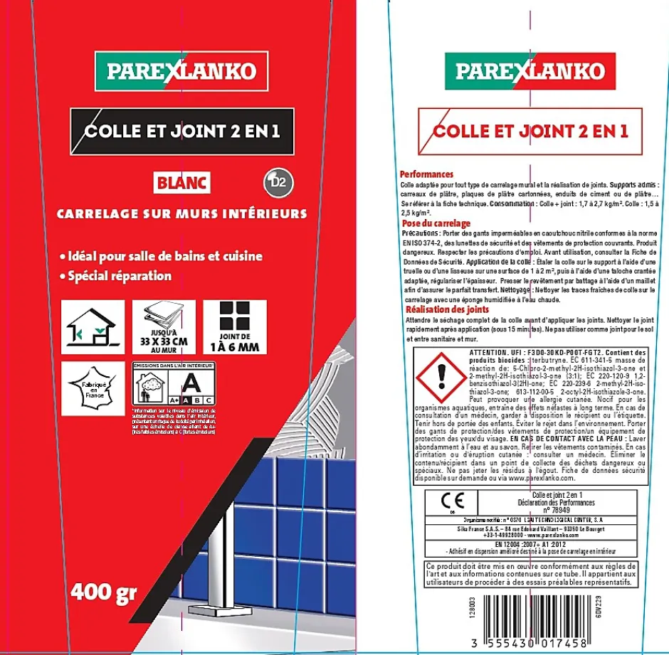 Parexlanko Colle & joint pâte blanc 1,5 kg