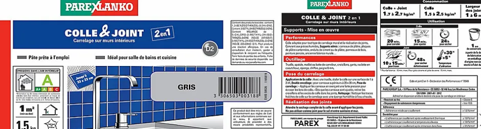 Colle & joint pâte gris 1,5 kg-Parexlanko Best