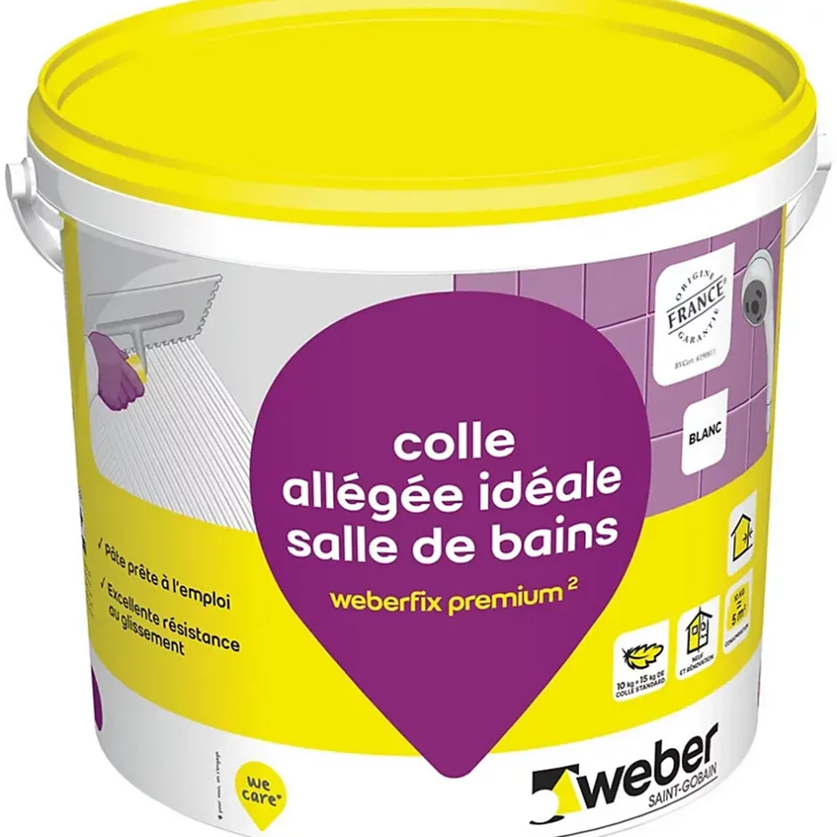 Colle allégée pour carrelage spéciale salle de bain .FIX PREMIUM ² (D2 ET) - Le Seau de 17 Kg - BLANC-Weber Sale